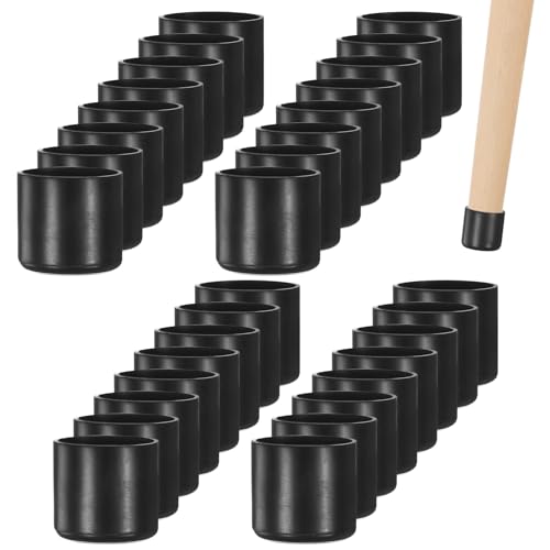 Image of M METERXITY 32-Pack Chair Leg Caps, 1 Inch(25mm) PVC Chair Leg Floor Protectors for Folding Chairs /Metal Chairs /Furniture Table /Hardwood Floors, Round Non-Slip Cover End Tips [Black]