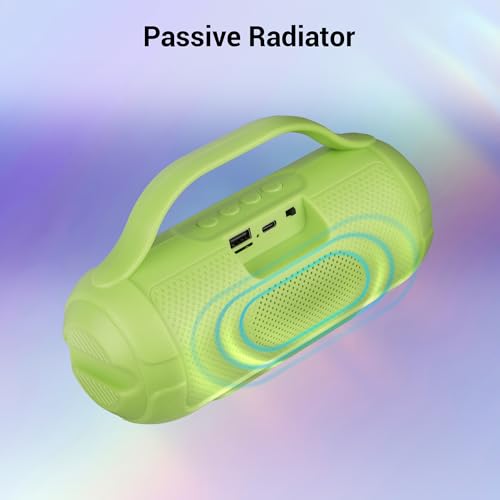 Image of ZEBRONICS Sound Feast 40 Portable Bluetooth Speaker, 8 Watts, Dual 5.2cm Drivers, Passive Radiator, Upto 10 Hours Playback, BTv5.3 | USB | mSD | TWS, Call Function, Deep Bass (Green)