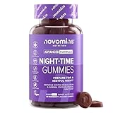 Gominolas para Dormir - Sin Azúcar - Alternativa a la Melatonina y Pastillas para Dormir - Magnesio, Vitamina B12, B6, L Teanina - Favorece el Sueño - 60 Gominolas con Magnesio - Novomins