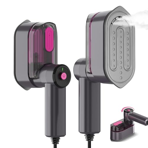 Défroisseur Vapeur, Fer à Vapeur Voyage Pliable 2 en 1, 1000W, 10S Chauffage Rapide, Avec Base Résistante à la Chaleur, réservoir deau 100 ML, Poignée Rotative à 180°, Idéal pour Voyages et Maison