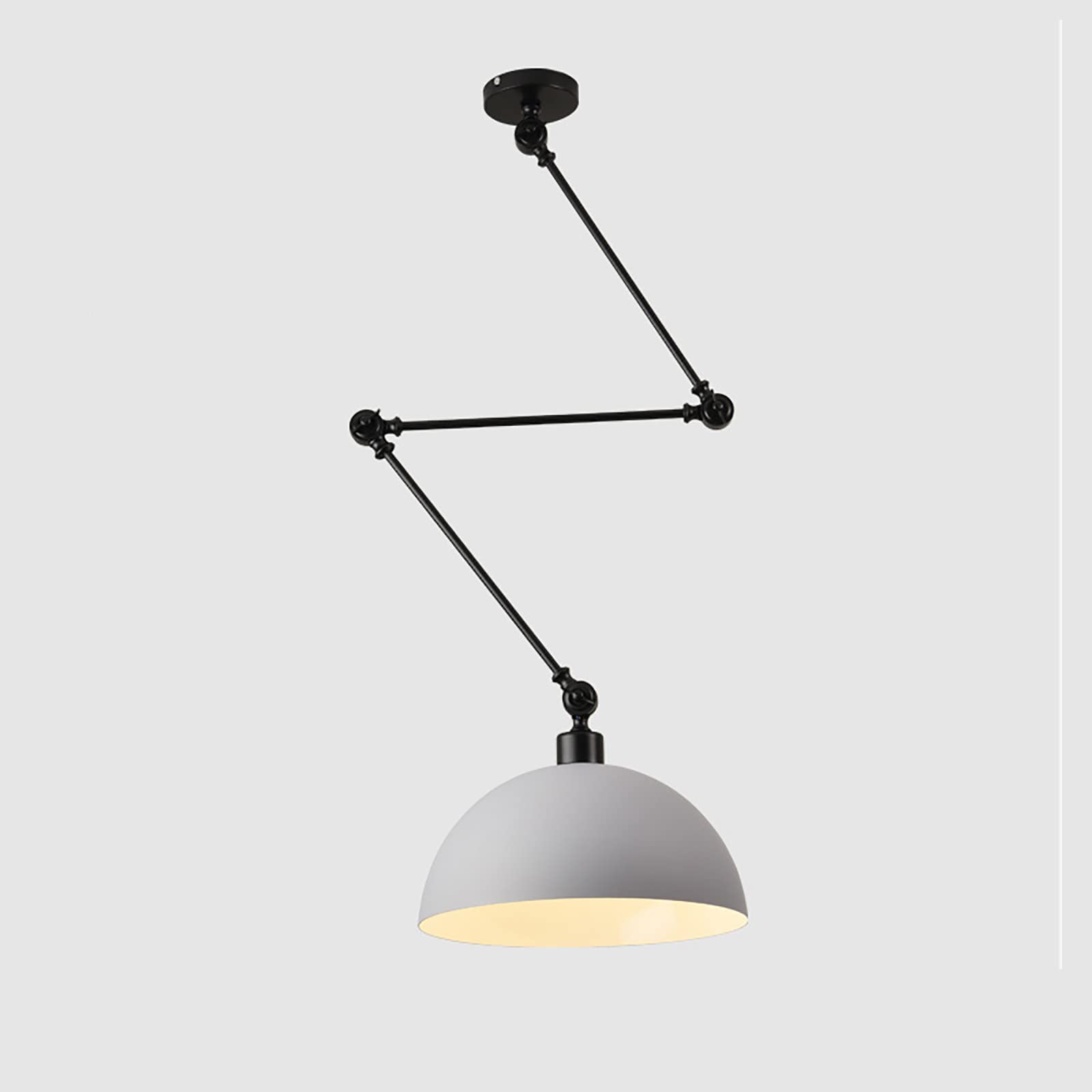 Lumière suspendue industrielle E27 plafonnier en métal gris avec bras articulé
