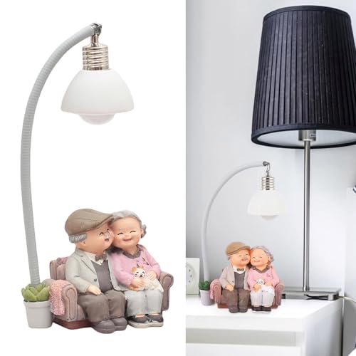 Cadeau anniversaire de mariage figurine aînés en résine lampe LED
