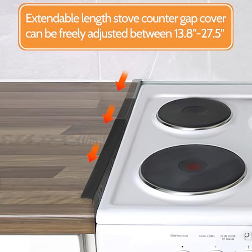 Stainless Steel Stove Gap Covers (2PCS) Adjustable Stove Gap Filler 13.8" to 27.5",Range Trim Kit,Between Stove and Counter,Easy to Clean and Heat Resistant,Perfect for Kitchen Counter Gap