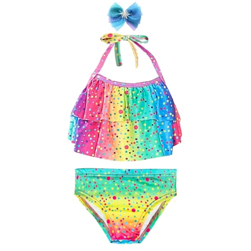 2 Piece Girls Swimsuit Bathing Suits Bikini with Cover Up Skirt Birthday Gift for Girl 3-9 Years