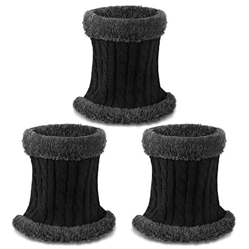 3 Bragas de Cuello Térmicas Bufanda Tubular de Forro Polar Grueso Calentador de Cuello para Hombre Mujer (Negro) Cover