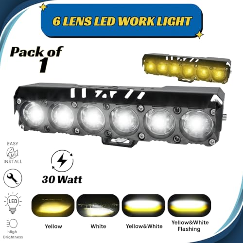 Image of 6 LENS Fog Light Yellow & White colour with 4 modes including flashing | Universal Fit for Bike & Car 12V-24V 30W| High Brightness | Stylish & Durable | Universal for bike & car| Pack of 1