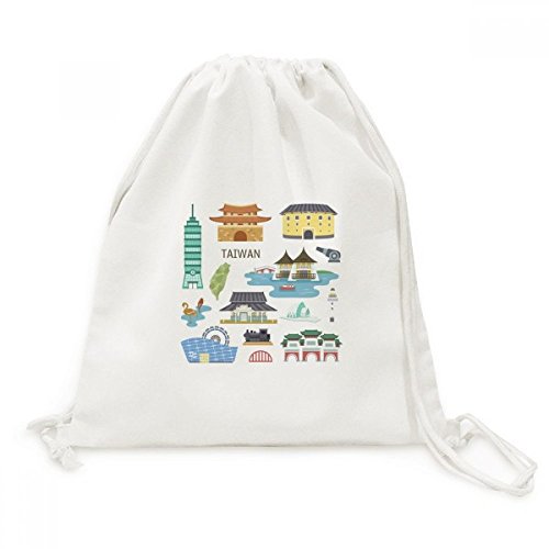 Toile drawstring backpack pliable et résistant motif Taiwan Chine