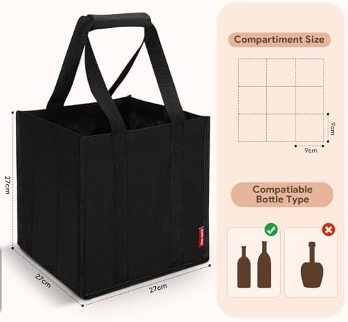 Borsa Per Bottiglie Con 6 Scomparti - Portabottiglie Per Vino, Acqua O Borracce | Ideale Per La Spesa - Foto 11