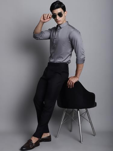 Image of Majestic Man Slim Fit Satin Cotton Formal Shirt for Men