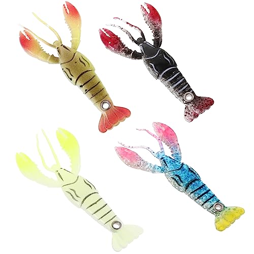 iplusmile 4個人工ザリガニソフトルアー 再利用可能な釣り餌 バス パンフィッシュ対応 海水 淡水用 リアルデザイン 魚を引き寄せるカラー 釣り用品