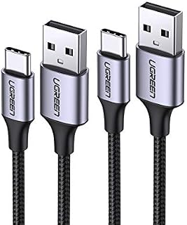 UGREEN USB C Cable 2 Pack USB Type C Quick Charge QC 3.0 Lead 3A Fast Charging Cord Compatible with Galaxy S22, S21, S20, Note10, A80, Pixel 6 5, Huawei P40, Redmi Note 8, Moto G7, Switch (1M + 2M)