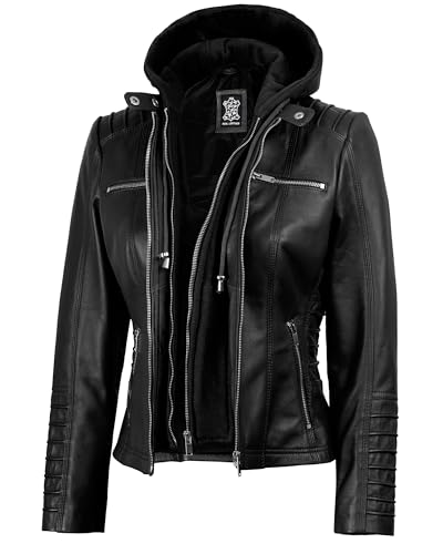 Decrum Womens Fitted Black Leather Jacket - Real Lambskin Biker