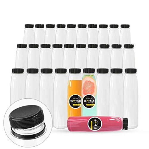 48 Pack Empty PET Plastic Juice Bottles 8 OZ Clear Disposable Bulk Plastic