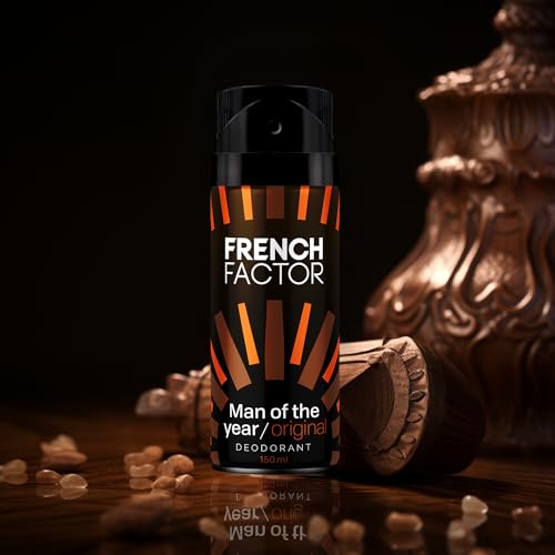 Image of French Factor Man of The Year Original Body Spray For Men Long Lasting Deodorant Fresh Musky Deo Made in India (Pack of 1, 150ml)