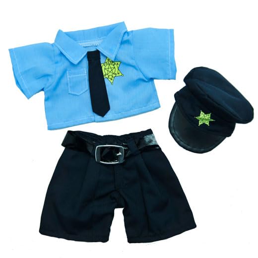 Plush Toy Police Officer Costume - Fits 6"-10" Stuffed Animals, Teddy Bear Outfit Gift for Kids