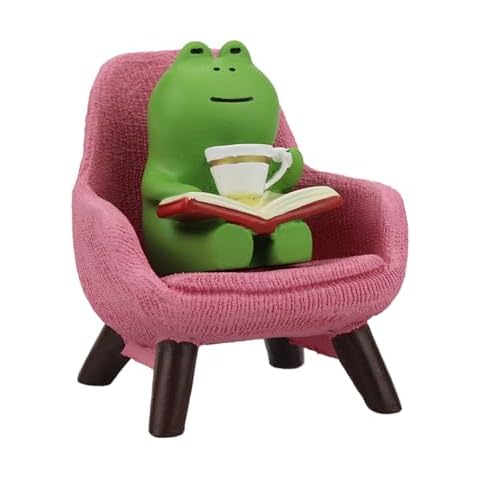 Refintural Miniature Frog Figurines - Funny Frog Sculpture for Shelf, Desk Decoration - Frog Desk Accessories - Perfect Cute Frog Gift for Frog Lovers(Pink Sofa) Cover