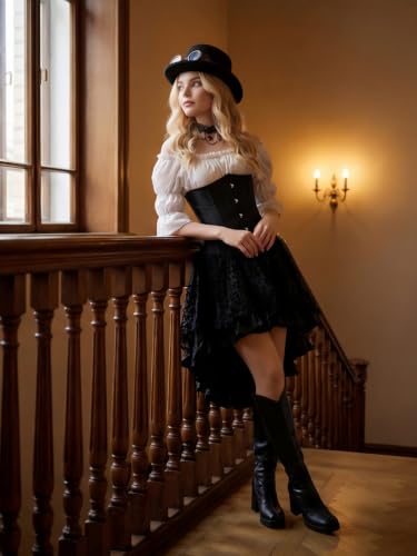 Zhitunemi Black Underbust Corset Top for Women,Pirate Costume Bodice S - image 4