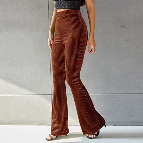 ODIZLI Women Velvet High Waisted Wide Leg Palazzo Flare Pants Solid Long Trousers3