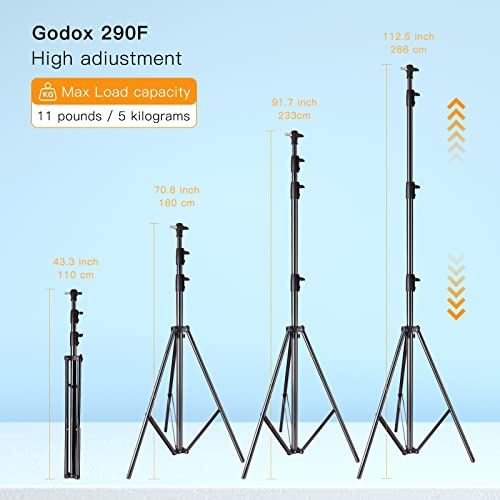 Godox Heavy Duty Aluminum Photography Light Tripod Stand for Studio Photography Lighting, Backgrounds, Monolights, Strobe Flash - 286CM, 112 Inches by GODOX - Image 2
