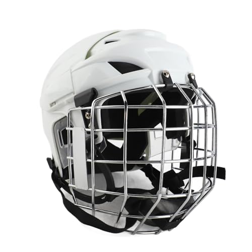 Ice Hockey Helmet Face Mask Cage, Hockey Helmet Combo with Cage, Ice Hockey Player Helmet, Ice Hockey Protective Gear for Hockey and Riding Rodeo (Youth Size) (L)