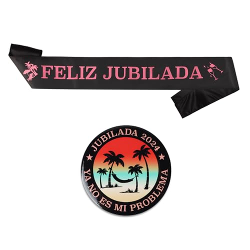 Banda Feliz Jubilada con Insignia Decoración Fiesta Jubilación Accesorios Jubilada Photocall Adorno Sash para Fiesta de Jubilación Feliz Jubilación Español