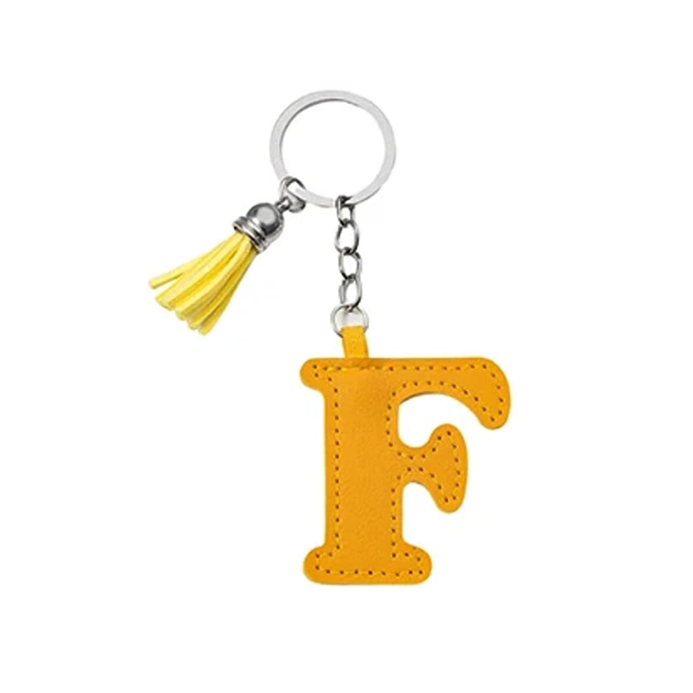 Arfuka Unisex Lette F Letter Keyring With Colored Pu Leather Tassel Pendant Alphabet F Keychain- Cute Bag Charm, Backpack Decoration Accessories For Women & Men