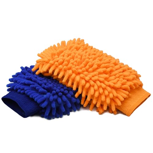 Raeyuan Car Wash Mitt Microfiber 2 Pack Scratch Proof & Lint-Free Wash Mitt for Cars, SUVs, Trucks - Large 9.06