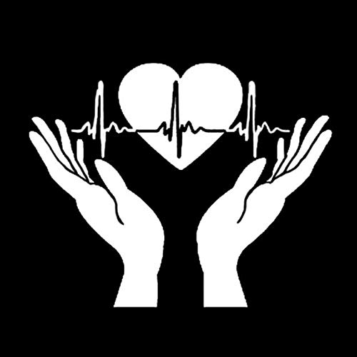 Zemn Etiqueta De La Pared 15.3 * 12.3 Cm Coolest Heart Beat Heart Beat In Hands Abra El Cardiograma De Palm Etiqueta De Vinilo De Decoración De Coche