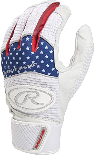 Rawlings WH950BG-USA-91 Workhorse Batting Gloves, Red/White/Blue