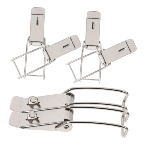 Cabilock 6pcs Latch Hook Latch Buckle Stainless Steel Fastener Hinge Lock for Iron Drum Lid Toolboxes