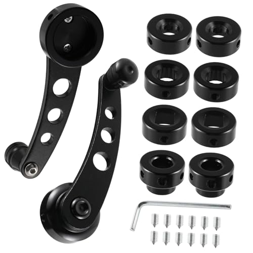 EPIGEIST Manivelas de Aluminio para Elevalunas Manuales de Puertas de Coche Repuesto Resistente con Clip de Montaje y Adaptadores Compatible con Puertas Interiores y Exteriores Color Negro