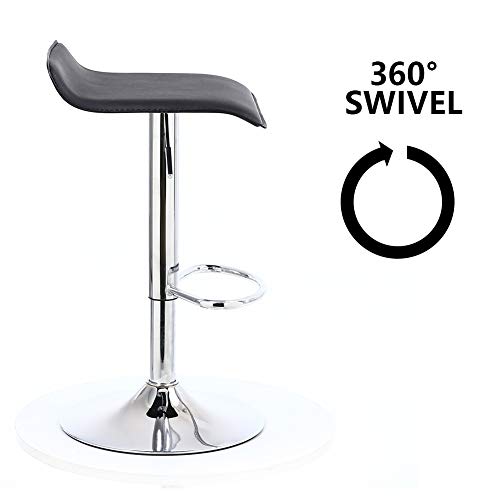 Miniatura 5 de Kktoner Taburetes Alto Cocina Juego De 2 De Altura Ajustable 58-78 Cm Sillas De Bar Asiento Giratoria De 360 Reposapiés Estructura De Metal Negro