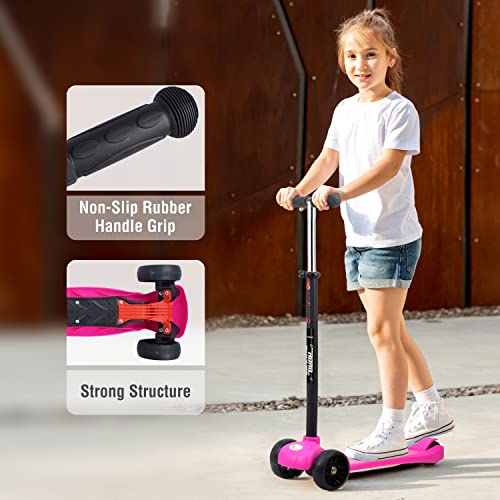 Image of R For Rabbit Road Runner Lite Skate Scooter for Kids of Age 3 to 14 Years Age,Kids Scooter with 3 Adjustable Height, Foldable, LED PU Wheels & Weight Capacity 50 kgs Kick Scooter with Brakes(Pink)