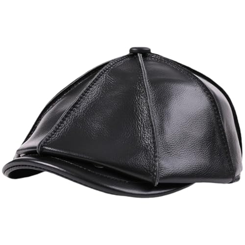 Unisex Leather Octagonal Beret Leather Duckbill Driver Hat Casual British Painter Cap Fashion Newsboy Hat