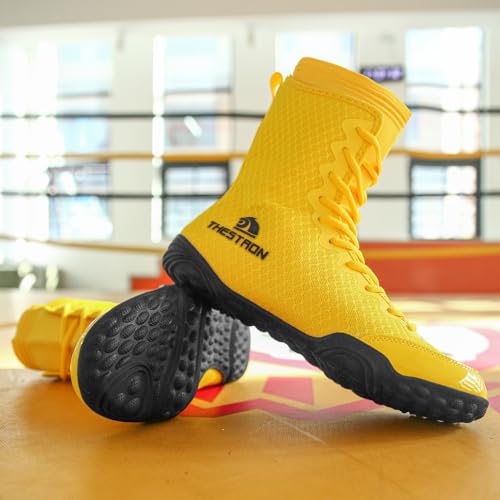 Image of THESTRON Men's Professional Boxing Wrestling Shoes Breathable Fighting Training Boots Male Combat Shoes Man High Top Fitness Sports Sneakers