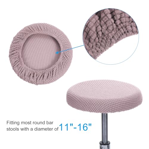 PATIKIL 11" Round Bar Stool Cover, 3 Pack Elastic Bar Stool Cover Washable Seat Cover for Diameter 11"-16" Chair, Light Pink - Image 3