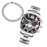 Générique Orologi di fantasia per uomo, uomo, business watch, orologio classico, calendario degli affari, orologio da polso adatto per occasioni formali e casual, argento, Se référer au descriptif