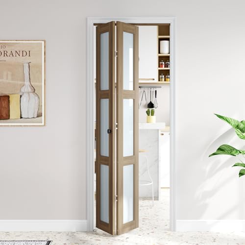 Image of FREDBECK Bifold Door for 30x80 Opening (Double 15x80),Glass Barn Doors