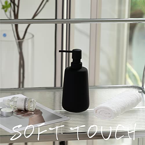 Abbi Nimo Matte Black Hand Soap Dispenser For Bathroom Countertop, 13 Oz Soft Touch Ceramic Soap Dispenser For Kitchen, Refillable Lotion Dispenser With Rubber Paint #TOP1