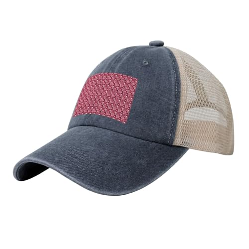 WOmeng Gorra de béisbol de malla vaquera con estampado de pétalos de rosa roja, ajustable, transpirable, para uso diario al aire libre, camping, viajes, azul marino, Talla única