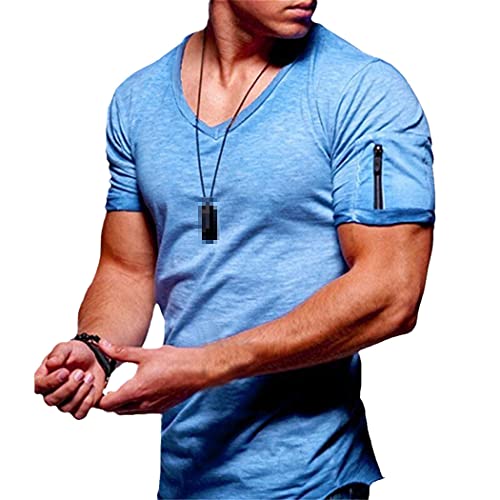 Chemise décontractée homme bleu ciel en taille XL à manches courtes