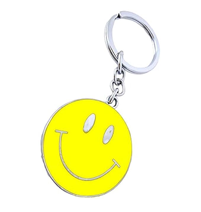 Stainless Steel yellow Smiley Keychain for Men And Women Keyring for Gifting, Cars, bikes, and Bags (Smiley)