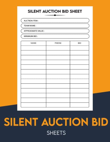 silent auction bid sheets : Bid Cards for Auction Bidding Forms and Templates: Record Tracker for For Silent Auction As Main event, or Part of An ... event, conference, or gala: Great For Charity