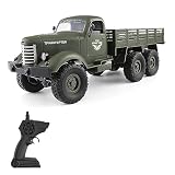 GoolRC RC Military Truck, 1:16 Scale Remote Control Car, 6WD RC Army Car, All Terrain Off-Road RC Truck, 2.4GHz Electric Military Transporter Vehicle with Headlights, 2 Batteries for Adults