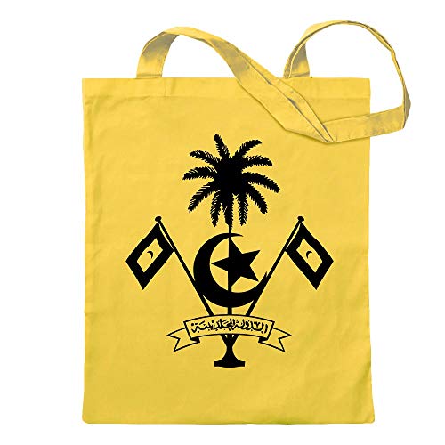 Kiwistar Sac en toile de jute avec blason des Maldives imprimé Idée cadeau, jaune, 30 cm