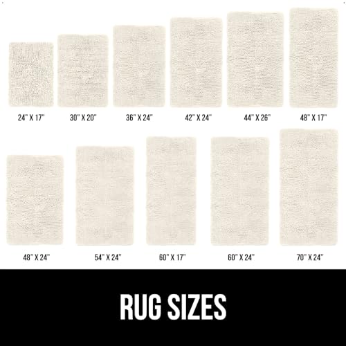 Image of GORILLA GRIP Bath Rug Mat 70x24, Soft Absorbent Chenille, Quick Dry Microfiber Mats, Rubber Backing Washable Shower Floor Rugs, Bathmat Runner, US Designed Bathroom Home Decor Accessories Ivory Cream