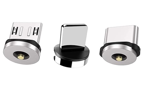 EBA Connecteur pour Adaptateur magnétique Compatible avec USB Micro, USB Type-C, Android- (1x Micro USB, 1x Type-C, 1x i-Product) (sans câble - Uniquement Charge et connecteur à 1 Broche) Cover