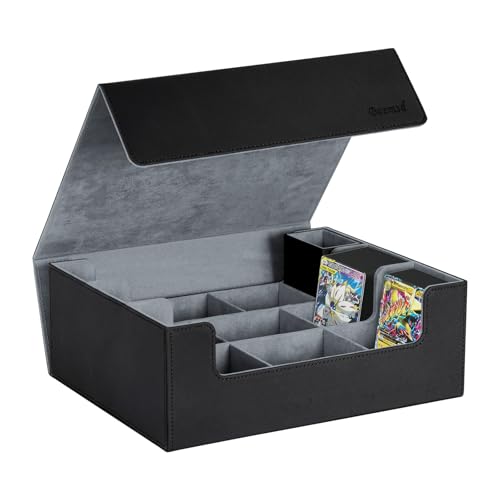 Bosmsd Trading Card Storage Box, Holds 1800+ Trading Cards, PU Leather Commander Card Deck Case, Microfiber Inner Lining, Magnetic Closure Card Holder Fits for Magic Game Cards