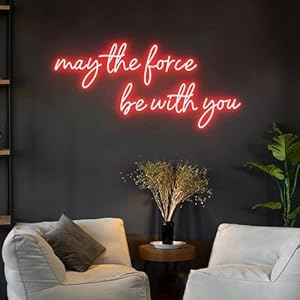 XIMAQIS Custom Neon Sign, May the force be with you Large Neon Sign for Wall Decor, LED Light Sign Gift for Boys, Game Neon Sign, Christmas Gift.Size:32inches