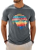 Runcati Mens Short Sleeve T-Shirts Graphic Crewneck Casual Printed Tee Summer Beach Hawaiian Vintage Shirts Grey